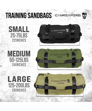Gymreapers Strength Training Sandbags - Heavy Duty Workout Equipment for Home & Cross Training | Military Conditioning Exercises - OD Green (50-125 lbs) - Buy Online on GoSupps.com