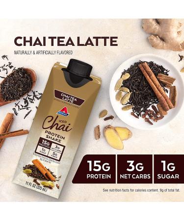 Atkins Iced Chai Tea Latte Protein Shake 11 Fl Oz - Pack of 12 | Delicious Low Carb Drink - Buy Online on GoSupps.com