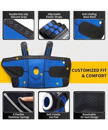 CAMBIVO Knee Brace with Side Stabilizers & Patella Gel Pads Knee Compression Sleeve for Meniscus Tear ACL MCL Adjustable Compression Knee Support for Women and Men(Upgrade Blue Medium) Medium Upgrade Blue - Buy Online on GoSupps.com