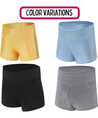 Dancina Girls Gymnastics Shorts - Classic & Metallic Ice Dance Wear | Size 12, Solid Black - Buy Online on GoSupps.com