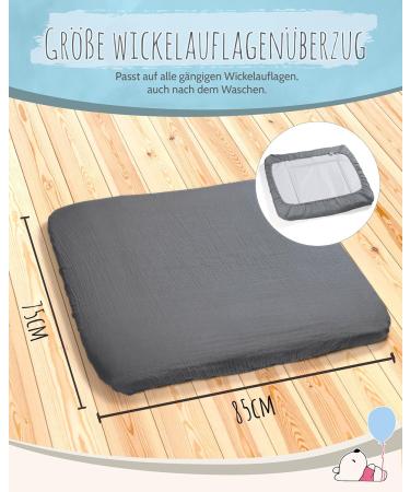 Buy Bear Changing Mat Cover 75x85cm | 100% Muslin Cotton Soft & Protective for Babies - Granite Color - Buy Online on GoSupps.com