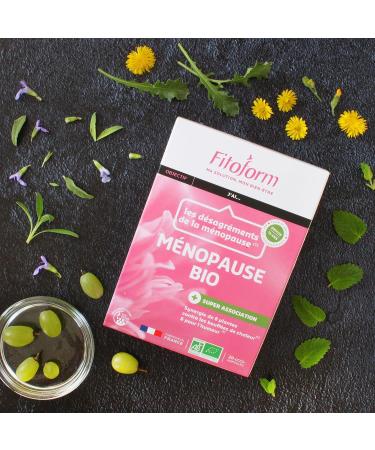 Fitoform - Organic Menopause - Synergy of 8 Plants Against Hot Flashes & Mood - Fennel Sage Lemon Balm Red Vine - 20 x 10 ml Ampoules - Buy Online on GoSupps.com