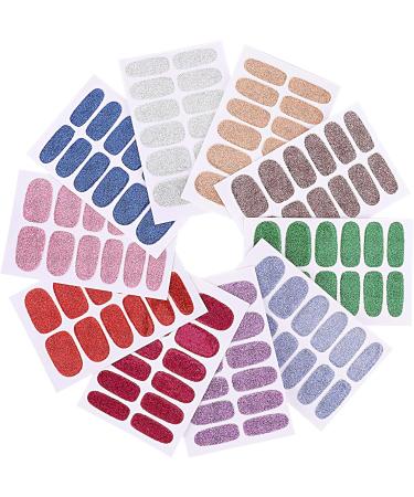 MWoot 10 Leaf Glitter Nail Stickers & Nail Files Self-Adhesive Nail Art for Beautiful DIY Manicure Decoration - Buy Online on GoSupps.com