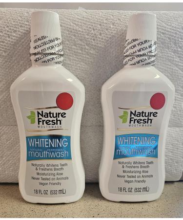 Nature Fresh Whitening Mouthwash Natural Peppermint 18 Fl Oz Vegan Friendly with Moisturizing Aloe 2-Pack