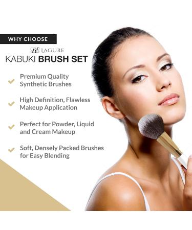 Premium Kabuki Makeup Brush Set - Ultimate Brushes for Eyeshadow Contour Blush & Foundation - Complete with Cosmetic Brush Guide for Flawless Application - Buy Online on GoSupps.com