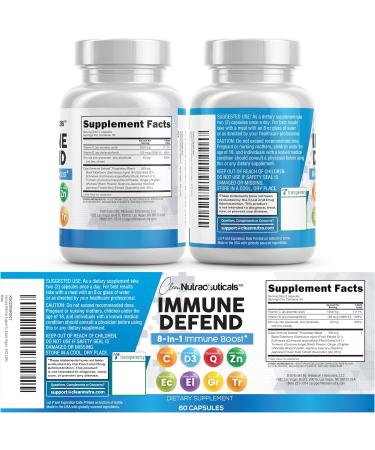 Immune Defense Support Supplement 8 in 1 w/ Zinc 50mg Quercetin Vit C 1000mg Vitamin D3 5000 IU Elderberry Turmeric Curcumin Ginger Echinacea - Immunity System Booster Adults Vegan - 60Ct (2) - Buy Online on GoSupps.com