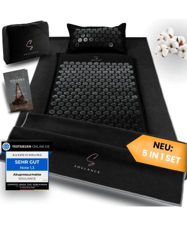 Soulance acupressure mat with pillow 5-in-1 premium set incl.Yoga cloth & carrying bag coconut fiber filling-massage mat acupuncture mat for neck and back pain - Buy Online on GoSupps.com