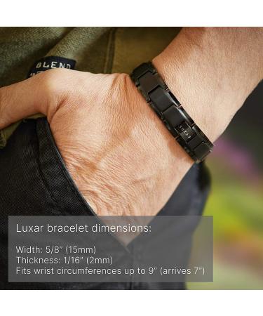 LUXAR Men's Titanium Magnetic Therapy Bracelet for Pain Relief | Double Neodymium Magnets | Adjustable Length | Steel Resizing Tool | Brushed Black - Buy Online on GoSupps.com