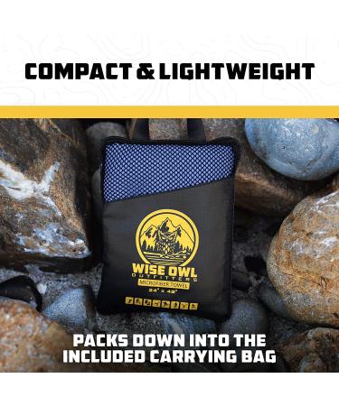 Wise Owl Outfitters Ultra Soft Microfiber Camping Towel Set - Quick Dry & Compact for Fitness, Beach, Hiking, Yoga - X-Large & Washcloth Included - Marine Blue - Buy Online on GoSupps.com