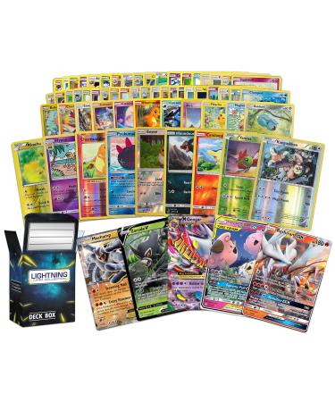 Lightning Card Collection's Ultra Rare Bundle- 50 Cards, 2 foil Cards, 2 Rare Cards, 1 Random Legendary Ultra-Rare Card, Plus a Lightning Card Collection Deck Box Compatible with Pokemon Cards