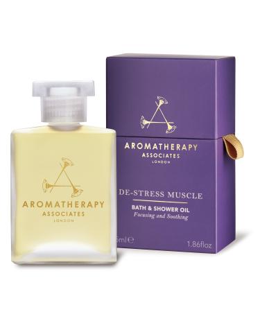 Aromatherapy Associates De-Stress Muscle Bath & Shower Oil 55ml - Essential Oil Cleanser with Rosemary Ginger & Black Pepper