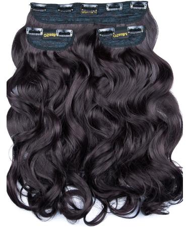 BOMBSHELL HAIR EXTENSIONS 250g 24" Curly 3 Pieces Full Head Clip On Hair Extensions Hair Piece Wig-DARK BLACK CHERRY M06 - Buy Online on GoSupps.com