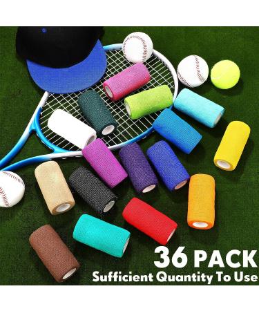 36 Pcs Self Adherent Bandage Wrap - Multicolored 4 Inch x 5 Yard - Breathable & Elastic Tape for Sports Wrist and Ankle - Buy Online on GoSupps.com