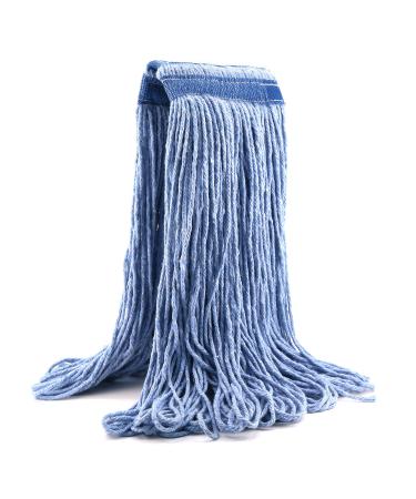 24 oz Loop-End Cotton Mop Head, Heavy Duty Mop Refills, 6 Inch Headband, Mop Head Replacement for Home, Industrial and Commercial Use (Blue)