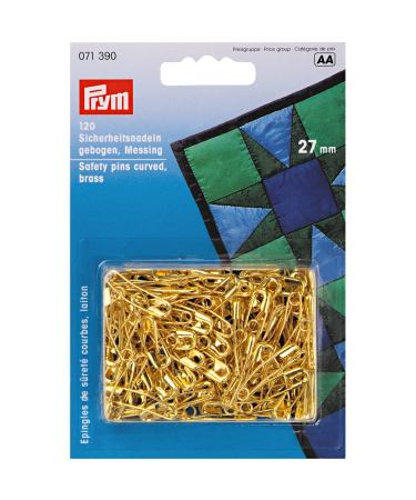 Prym_071390-1 27 mm Safety Pins Curved with Coil Brass Gold one size One Size Gold