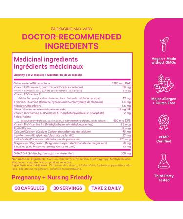 Pink Stork Total Prenatal Vitamin with DHA & Folate: Doctor-Formulated Prenatal Vitamins Multivitamin with Iron Vitamin B6 & B12 Vitamin D Pregnancy Must Haves Women-Owned 60 Vegetarian Caps 60 count (Pack of 1) - Buy Online on GoSupps.com
