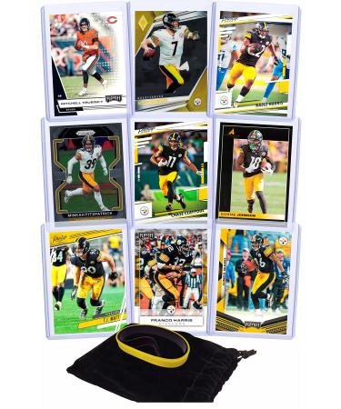Pittsburgh Steelers Cards: Roethlisberger, Trubisky, Harris, Fitzpatrick, Claypool, Johnson, T.J. Watt, Franco Harris, Hines Ward ASSORTED Football Stars & Legends Trading Card & Wristbands Bundle