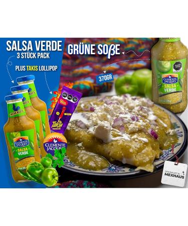 Salsa Verde Sharf Sseess - Pack of 3 Hot Sauce Set | Clement Jacques Mexican Tomato Chili Sauce & Takis Fuego Lollipop | International Shipping Available - Buy Online on GoSupps.com