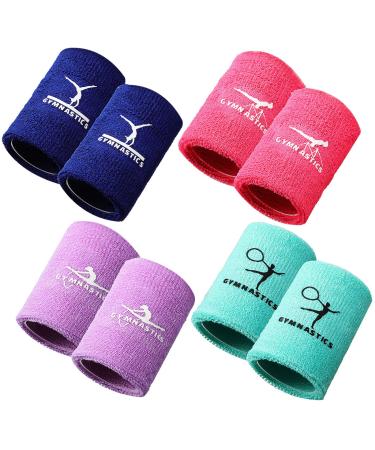 4 Pairs Sports Wristbands for Kids Colorful Kids Wrist Sweatbands Polyester Cotton Wrist Bands Sweat Band for Wrist Gym Pink, Navy, Light Purple, Turquoise