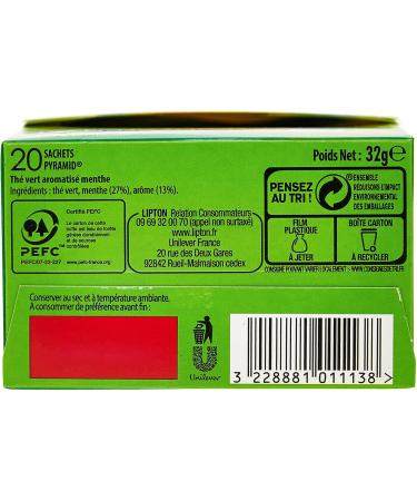Lipton Th Vert Menthe Intense Go t Intens ment Frais & Subtil Label Rainforest Alliance 60 Sachets Lot de 3x20 Sachets 3 20 Unit (Lot de 3) - Buy Online on GoSupps.com