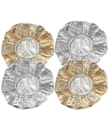WOONEKY Lot de 4 Bonnets en Papier D Aluminium pour Soin Capillaire Isolation Thermique 28 CM Couleur Argent et Or Adapt s pour Coloration Revitalisant et Usage en Salon ou Spa