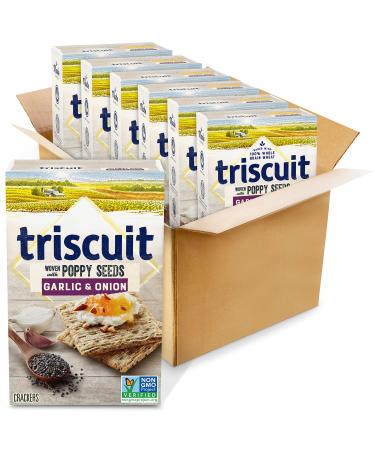 Triscuit Garlic & Onion with Poppy Seed Crackers Non-GMO, 8 Ounce (Pack of 6) Garlic and Onion