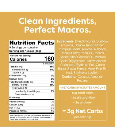 Kiss My Keto Peanut Butter Chocolate Chip Granola 9.5 oz - Low Carb Keto Snack - Buy Online on GoSupps.com