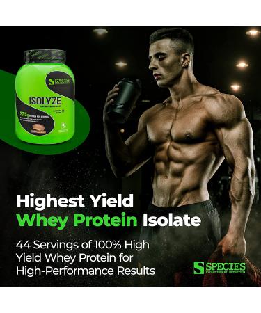 Species Nutrition Isolyze Whey Protein Powder - 100% Whey Isolate - Chocolate Peanut Butter Flavor - 27.5g Protein - Ideal for Muscle Building - No Sugar & Low Fat - 44 Servings - Buy Online on GoSupps.com