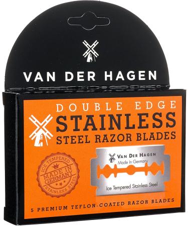 Van Der Hagen Stainless Steel Double Edge Razor Blades - 15 Blades (3 Packs) for Smooth Shaving | International Shipping Available - Buy Online on GoSupps.com
