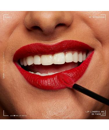 NYX Lip Lingerie XXL Matte Liquid Lipstick - On Fuego 0.13 Fl Oz (Pack of 1) - Buy Online on GoSupps.com