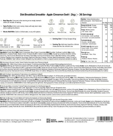 Protein Works Diet Breakfast Smoothie - 230 Cal Apple Cinnamon Swirl | 36 Servings | Weight Loss Shakes | 2kg Pack - Buy Online on GoSupps.com