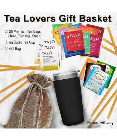 Premium Bellina Tea Gift Basket for Tea Lovers - Herbal Tea Variety Pack with Insulated Tumbler, Honey Straws & Gift Bag - Perfect Gift for Women and Men - Buy Online on GoSupps.com