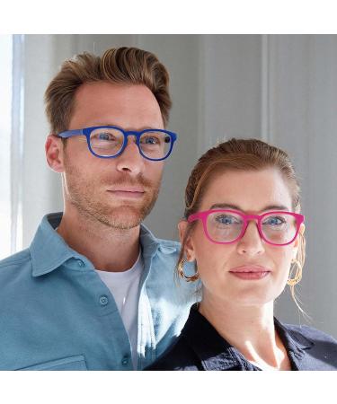 Opulize Pop Round Purple Reading Glasses with Spring Hinges - Scratch Resistant, Unisex, +2.50 Magnification - Buy Online on GoSupps.com