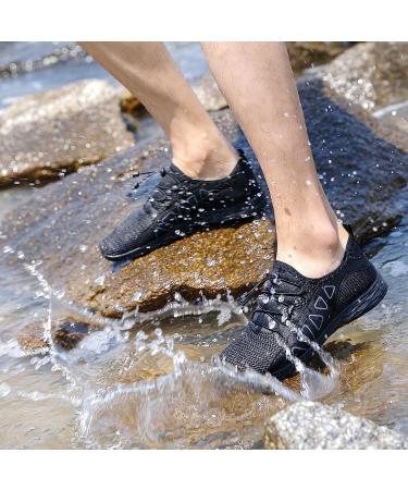 vibdiv Men's Water Shoes - Quick Drying Outdoor Aqua Shoes 11.5 All Black - Buy Online on GoSupps.com