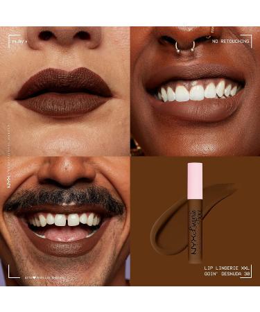 NYX Lip Lingerie XXL Matte Liquid Lipstick - Goin Desnuda 0.13 Fl Oz - Chocolate Brown - Buy Online on GoSupps.com
