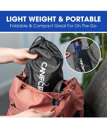 CaneCraft Blue Folding Walking Stick for Men & Women - Adjustable Mobility Aid for Elderly - Bag Included - Perfect for Seniors & Adults - Buy Online on GoSupps.com