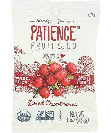 Patience Fruit & Co. Organic Dried Cranberries Fruit Snacks, 1 Ounce (Pack of 15)