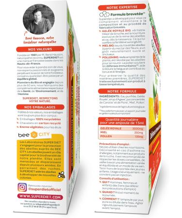 SUPERDIET - SUPERDIET- ROYALE JELLY 3000MG - Patented formula - Immune defenses - Ultra dosed -20 ampoules of 15 ml - Buy Online on GoSupps.com