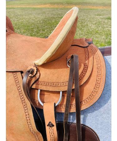 Western Kids Horse Ranch Saddle | Genuine Leather Hard Seat | Serpentine Tooled | Black Laces | Premium Quality - Buy Online on GoSupps.com
