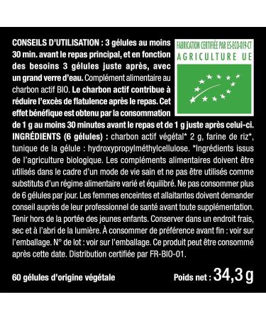 PURECOAL Organic Activated Carbon - Patented Vegetable Charcoal - Made from French Chestnut Wood - Against Bloating Flatulence Swollen Belly - 60 Vegan Capsules - Nutrimea - Buy Online on GoSupps.com
