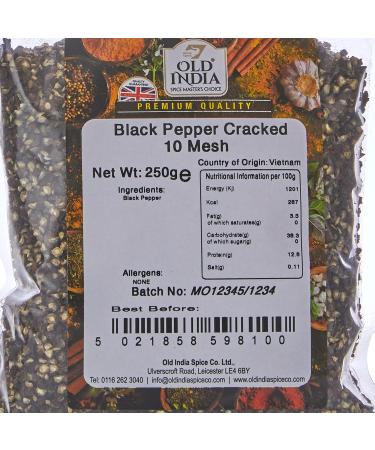 Old India Black Pepper Cracked 10 Mesh 250g - Premium Quality Spices - Buy Online on GoSupps.com