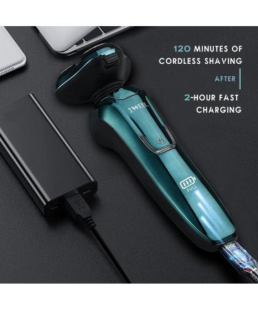 3-in-1 Electric Razor for Men - Cordless Rechargeable Shaving Kit - Wet/Dry Face, Beard, Nose & Sideburn Trimmer - Chromed Green - Buy Online on GoSupps.com