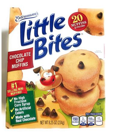 Entenmann's Little Bites Chocolate Chip Muffins - Delicious & Yummy - 5 Pouches, 20 Muffins, 8.25 oz (1 Box) - Buy Online on GoSupps.com