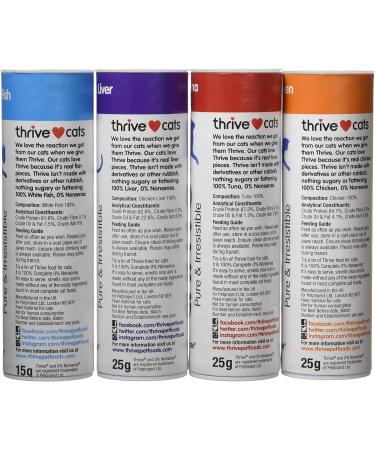 Thrive Cat Treats Assorted Pack (Chicken White Fish Tuna & Chicken Liver) for Happy Healthy Cats | International Shipping Available - Buy Online on GoSupps.com
