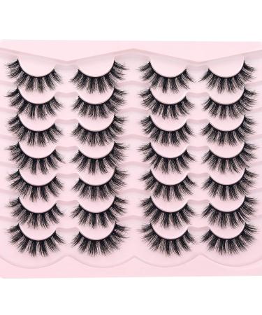 Fluffy Mink Wispy False Eyelashes 14 Pairs - FANXITON Natural Lashes (6B) - 16mm - Buy Online on GoSupps.com