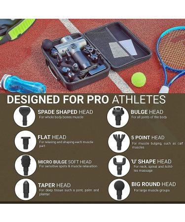 Deep Tissue Percussion Massager Gun for Athletes - 20 Speeds Power Motor Gray - 8 Massage Heads - Relieve Back, Neck, and Body Pain with Percussive Massage Technology - Buy Online on GoSupps.com