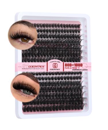 280pcs Fluffy Individual Eyelashes 80D+100D Thick Cluster Lashes Wispy Lashes Individual Cluster 8-16mm Eyelash Clusters Dramatic Eyelashes Individual Russian D Curl Lash Extensions by Goddvenus A-80D+100D - Buy Online on GoSupps.com