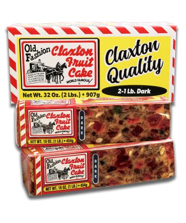 Claxton Fruit Cake - 2-1 Lb. DARK Recipe - Each Cake Individually Wrapped For Freshness