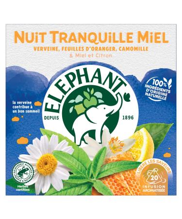 Elephant Quiet Night Infusion Honey Verbena Orange Leaf and Chamomile Taste 100% Natural Origin Ingredients 20 Pyramid S