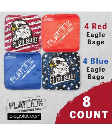 Play Platoon Tournament Series Cornhole Bags - Set of 8 - Red/Blue Eagle Design - Pro Style Dual Sided Slick and Sticky Bags - Buy Online on GoSupps.com